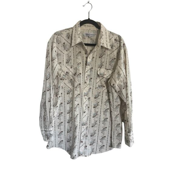Diamond Ranchwear Other - DIAMOND RANCHWEAR Mens XL 17 1/2 Western Pearl Snap Collar Shirt Floral #5230